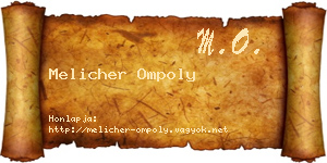 Melicher Ompoly névjegykártya